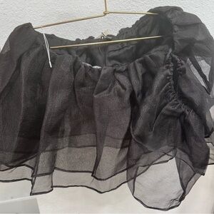 Sheer Black Ruffled Crop Top - Women